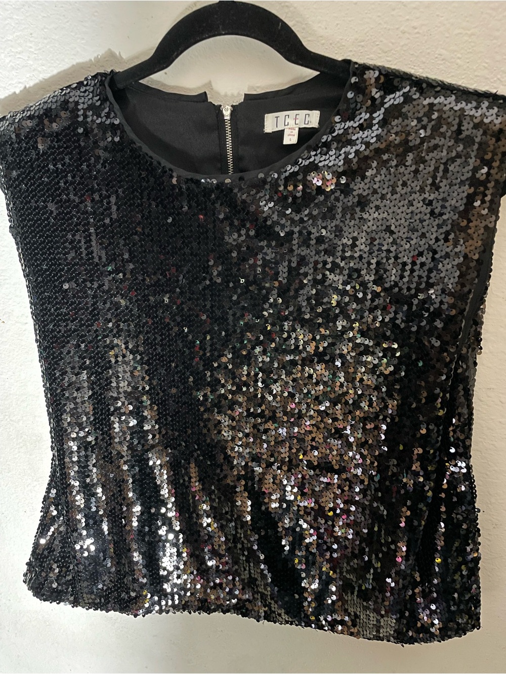 TCEC Black Sequin Crop Top